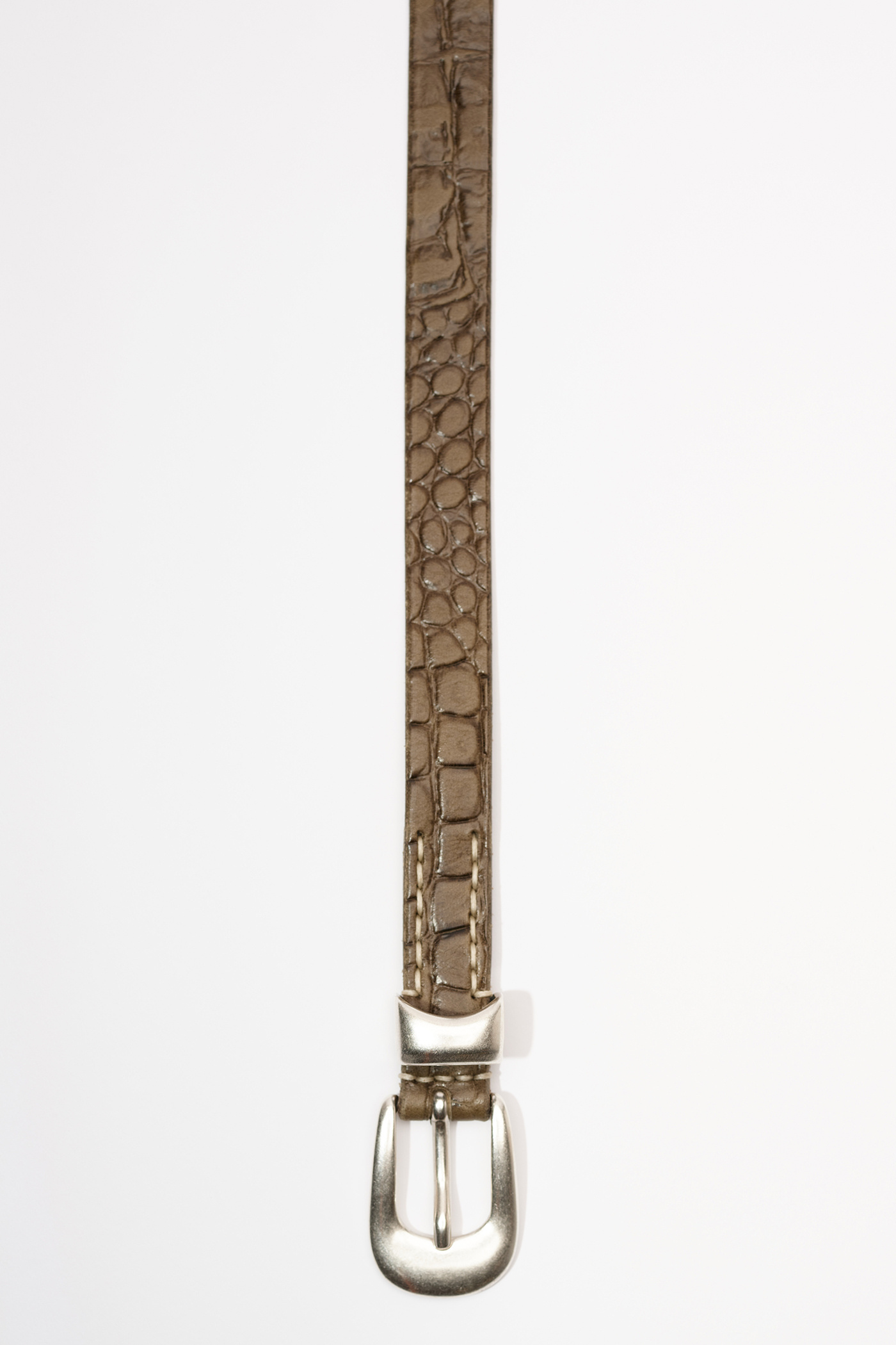 2 CM Belt Olive Croco Debossed Leather