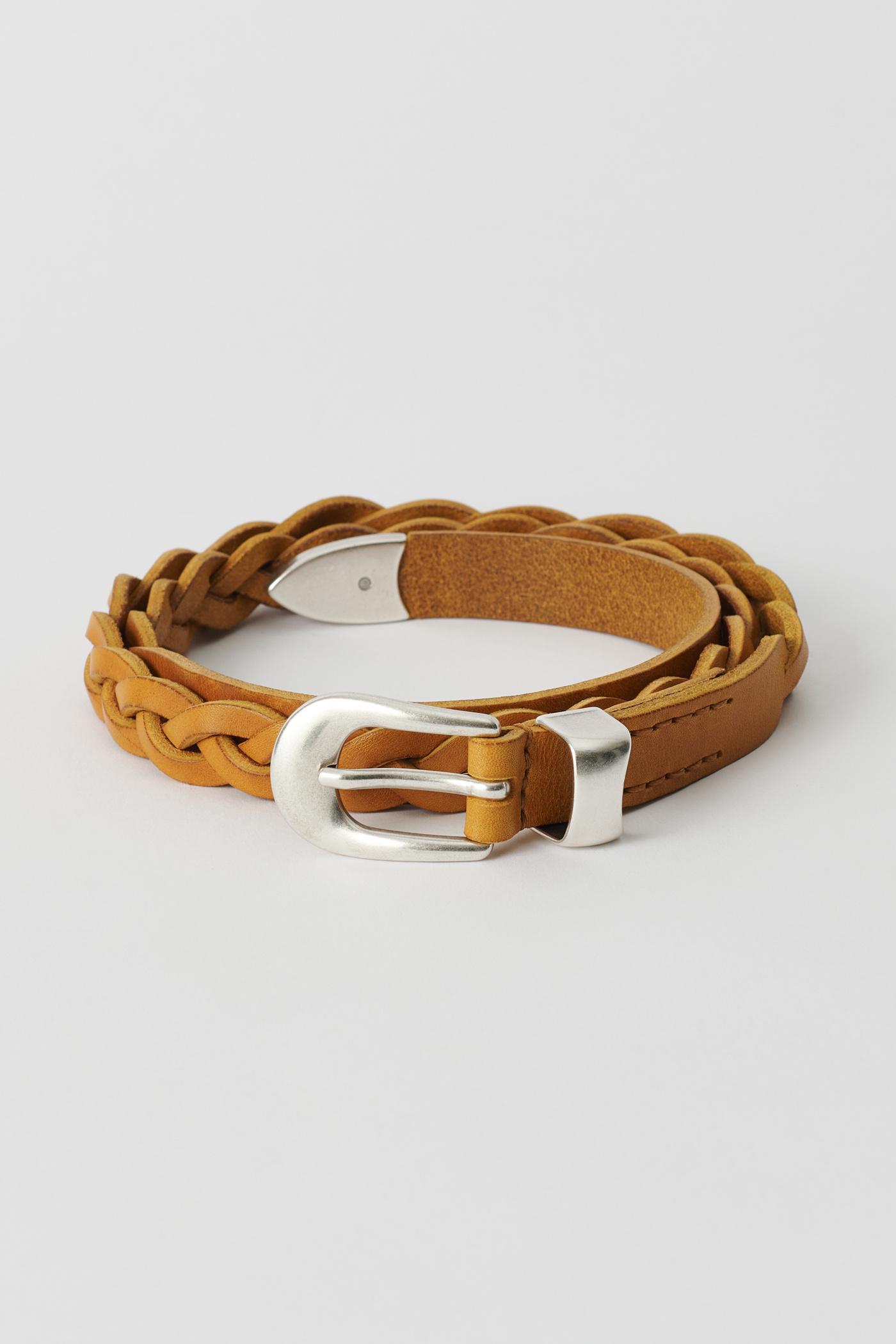2 Cm Braided Belt Hot Yellow Leather
