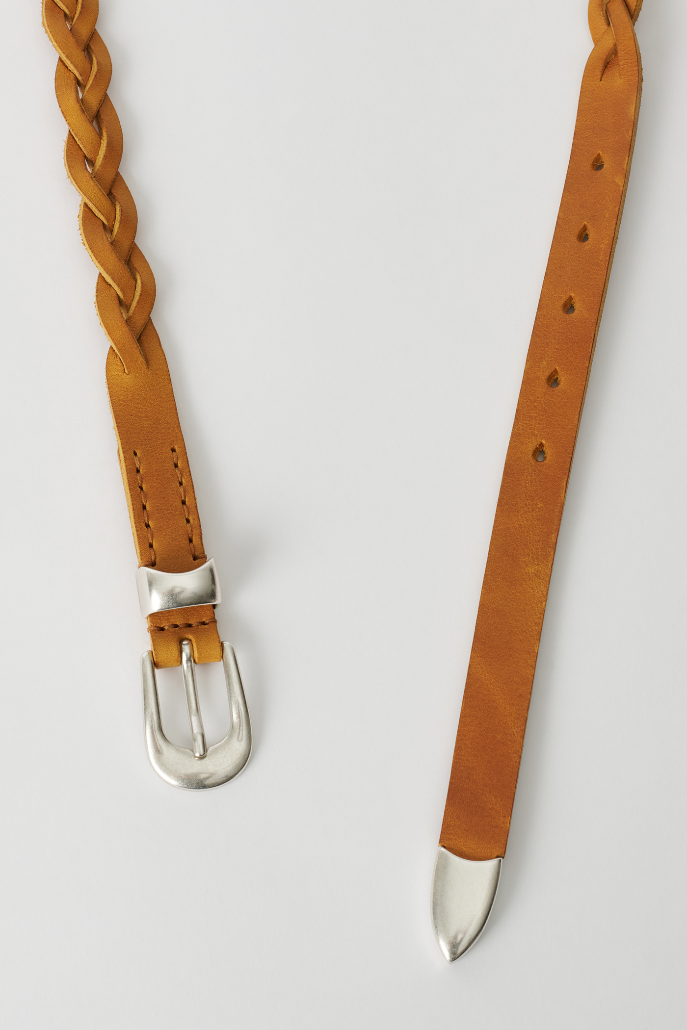 2 Cm Braided Belt Hot Yellow Leather