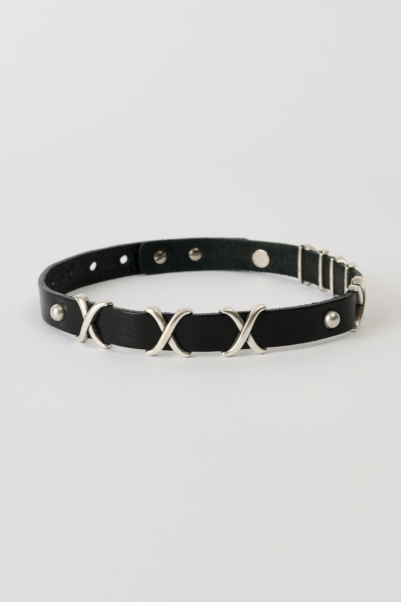 2 CM Choker Trio Cross Black Leather
