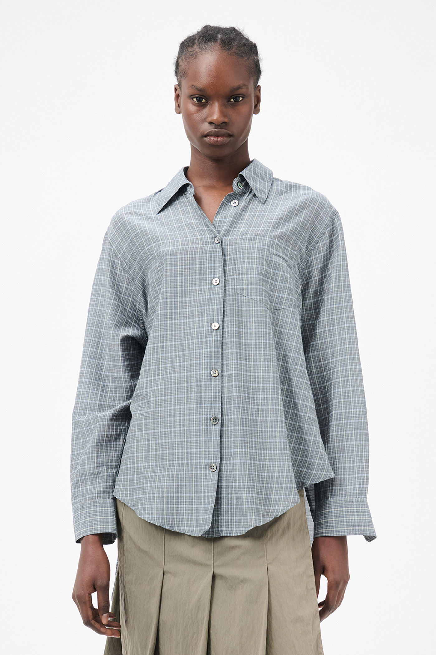 Apron Shirt Picnic Check Cotton Silk