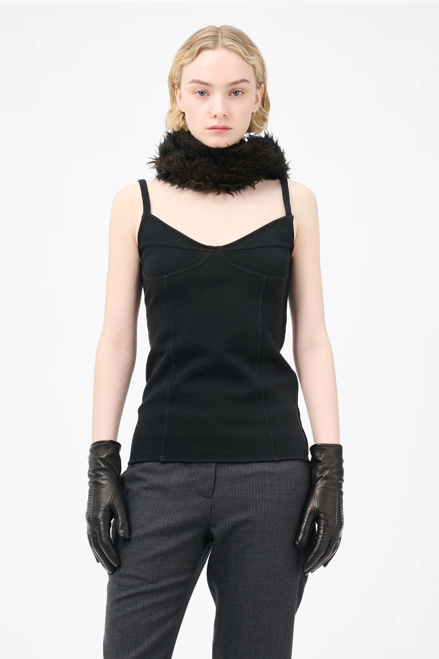 Cami Tank Washed Black Athletic Rib