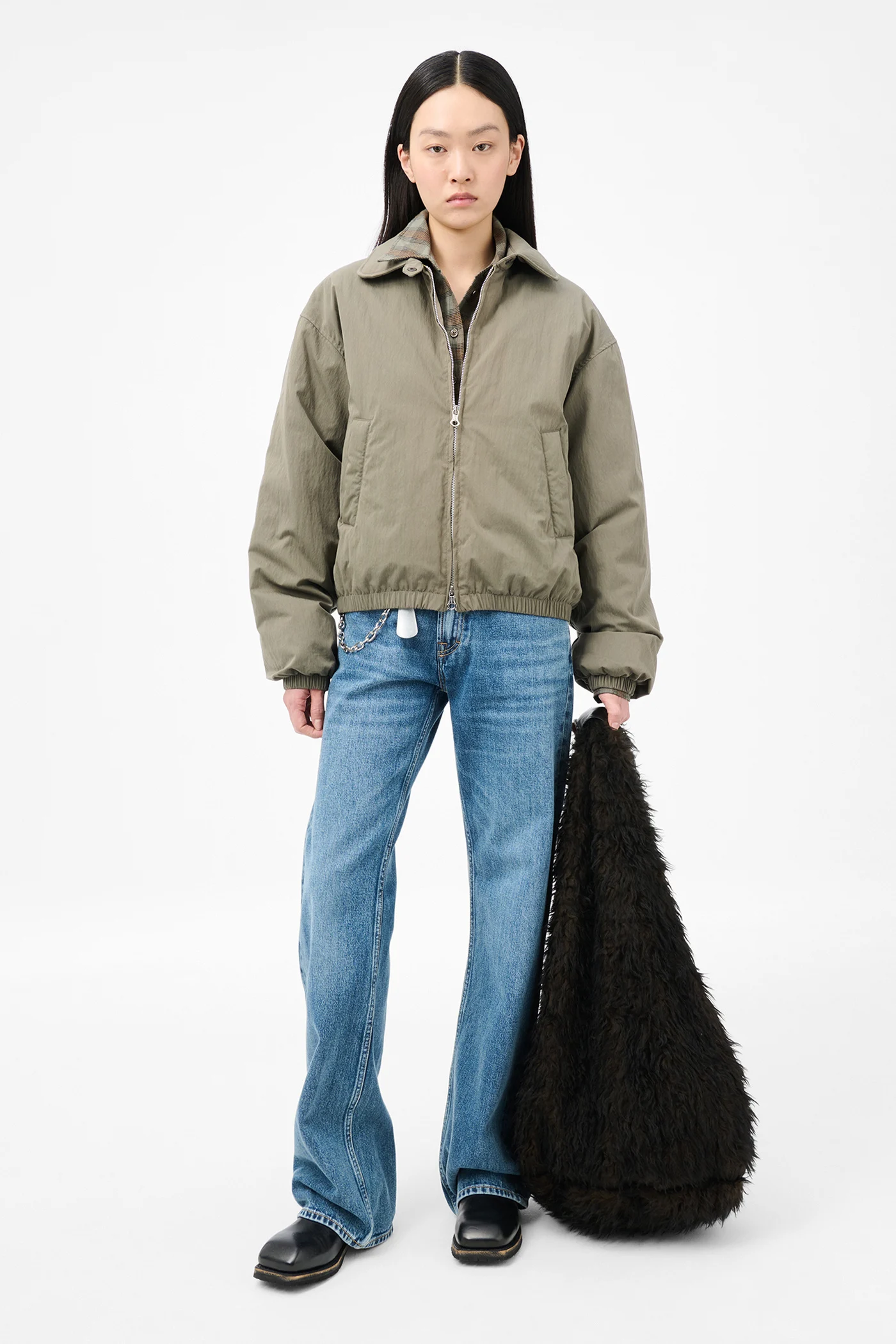 Cropped Avenue Puffa Solaro Sage Tide Cotton Nylon