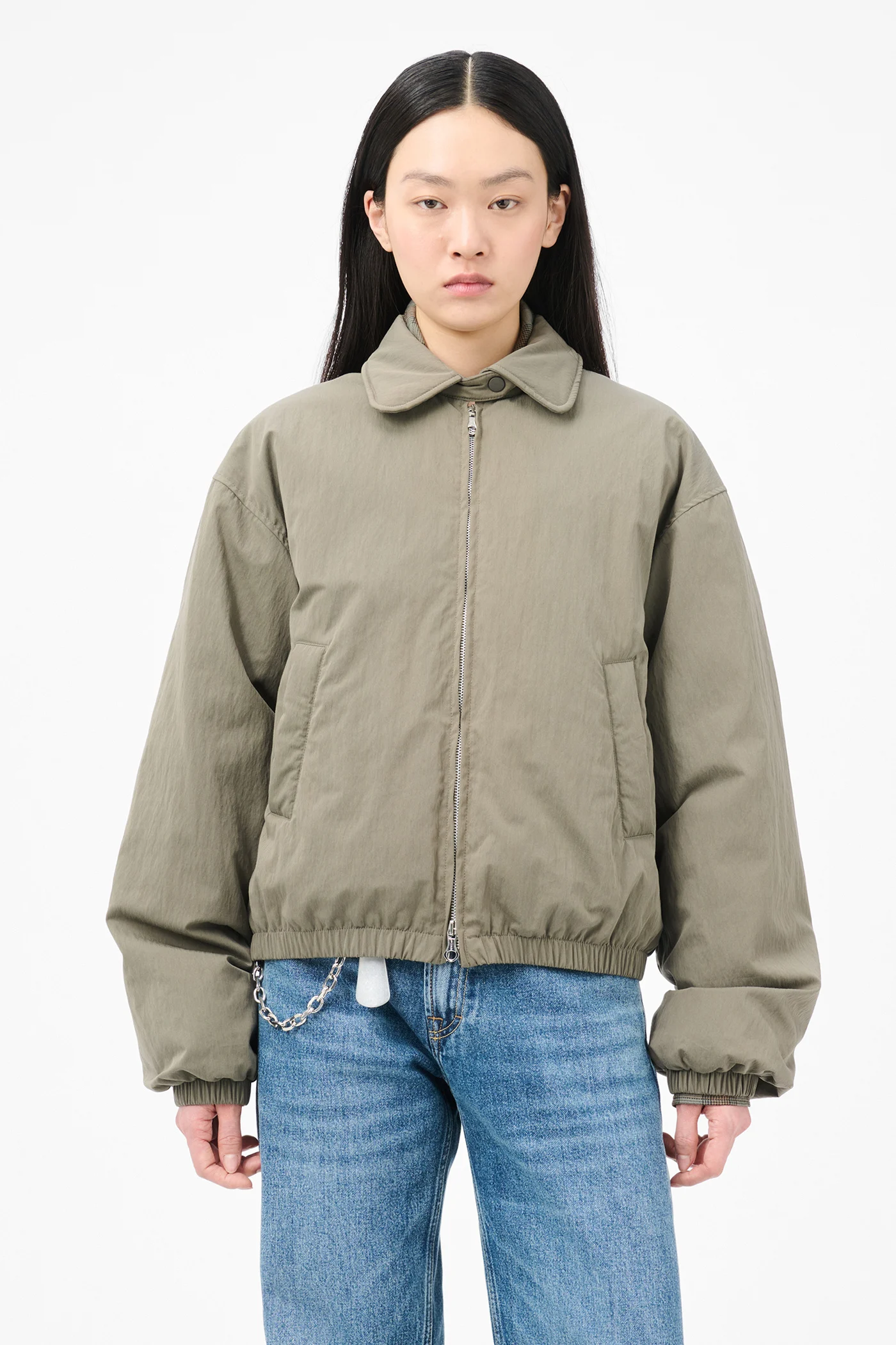 Cropped Avenue Puffa Solaro Sage Tide Cotton Nylon