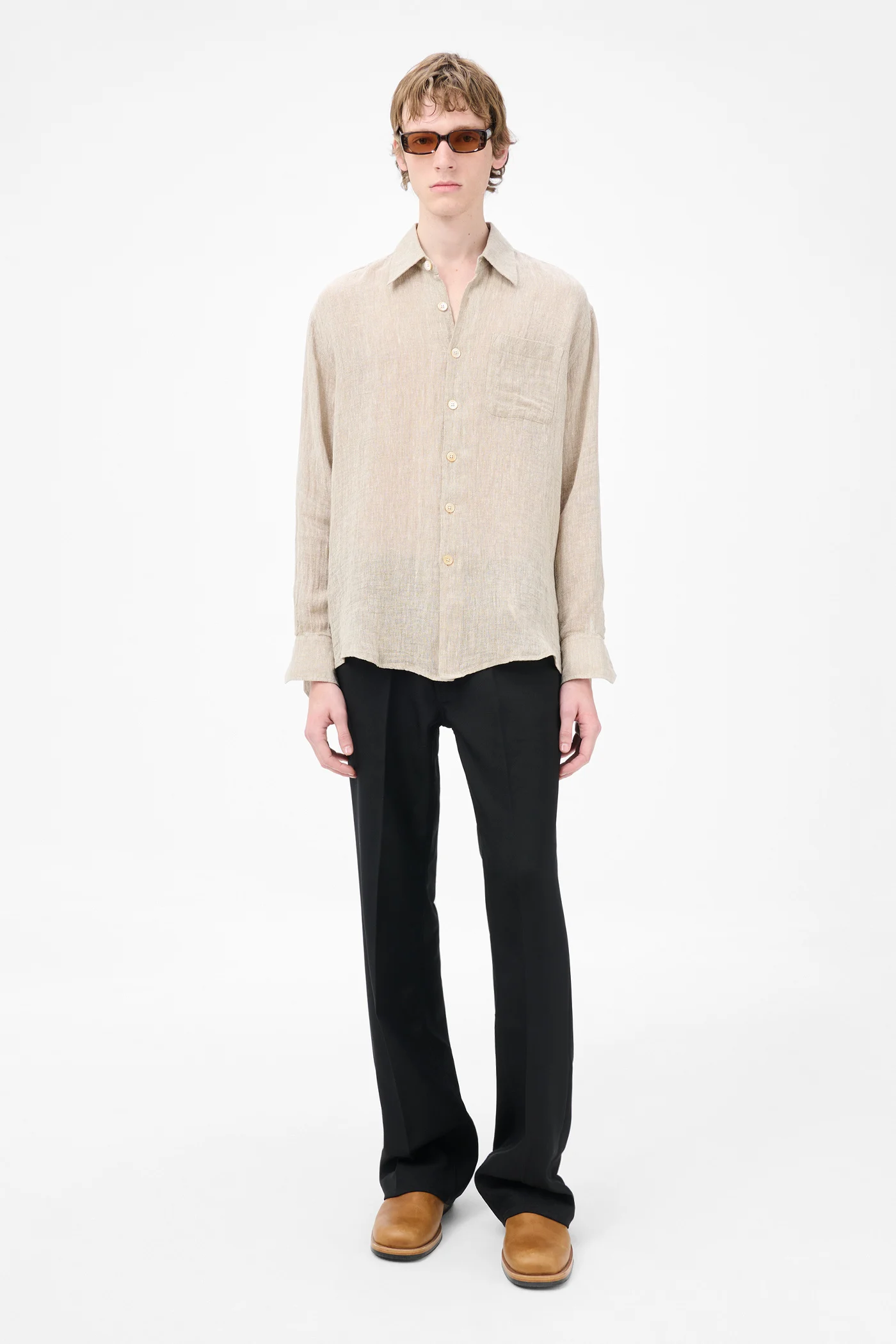 Above Shirt Pollen Dust Sparse Crepe Weave