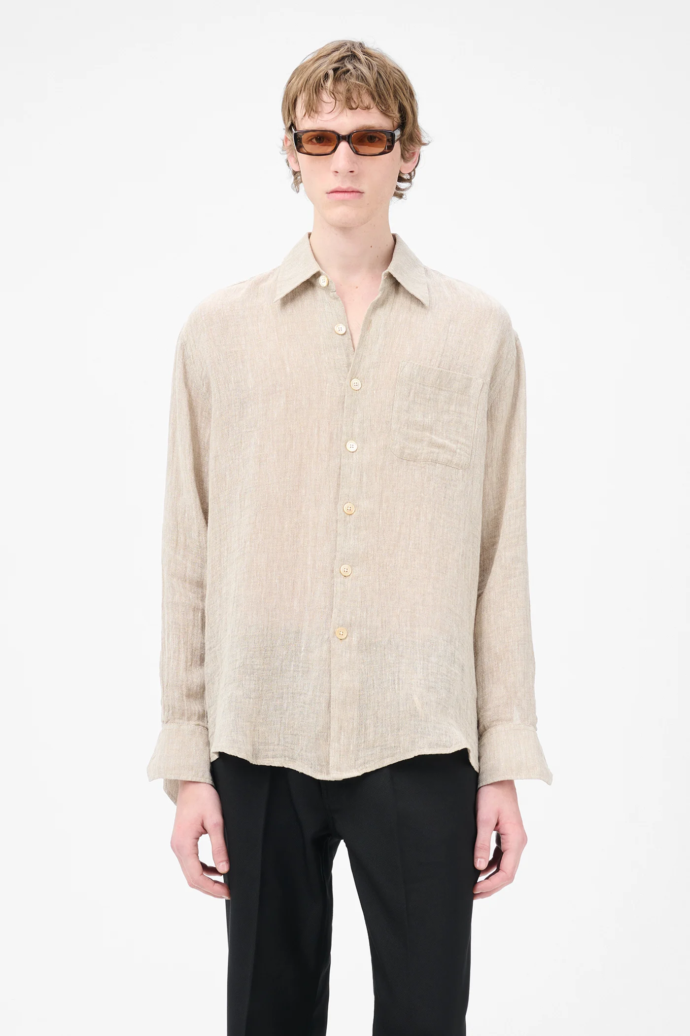 Above Shirt Pollen Dust Sparse Crepe Weave