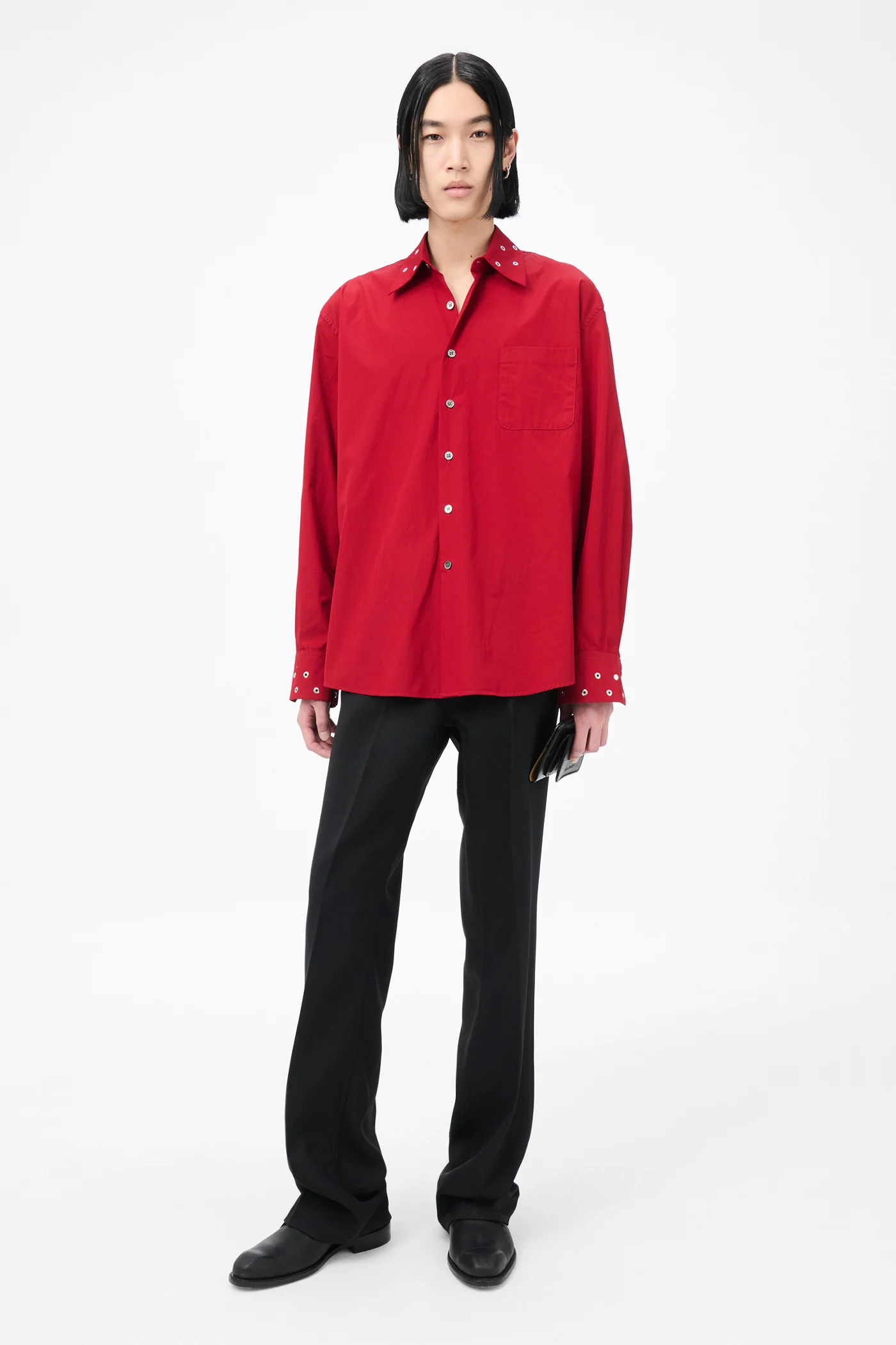 Above Shirt Lipstick Red Super Poplin
