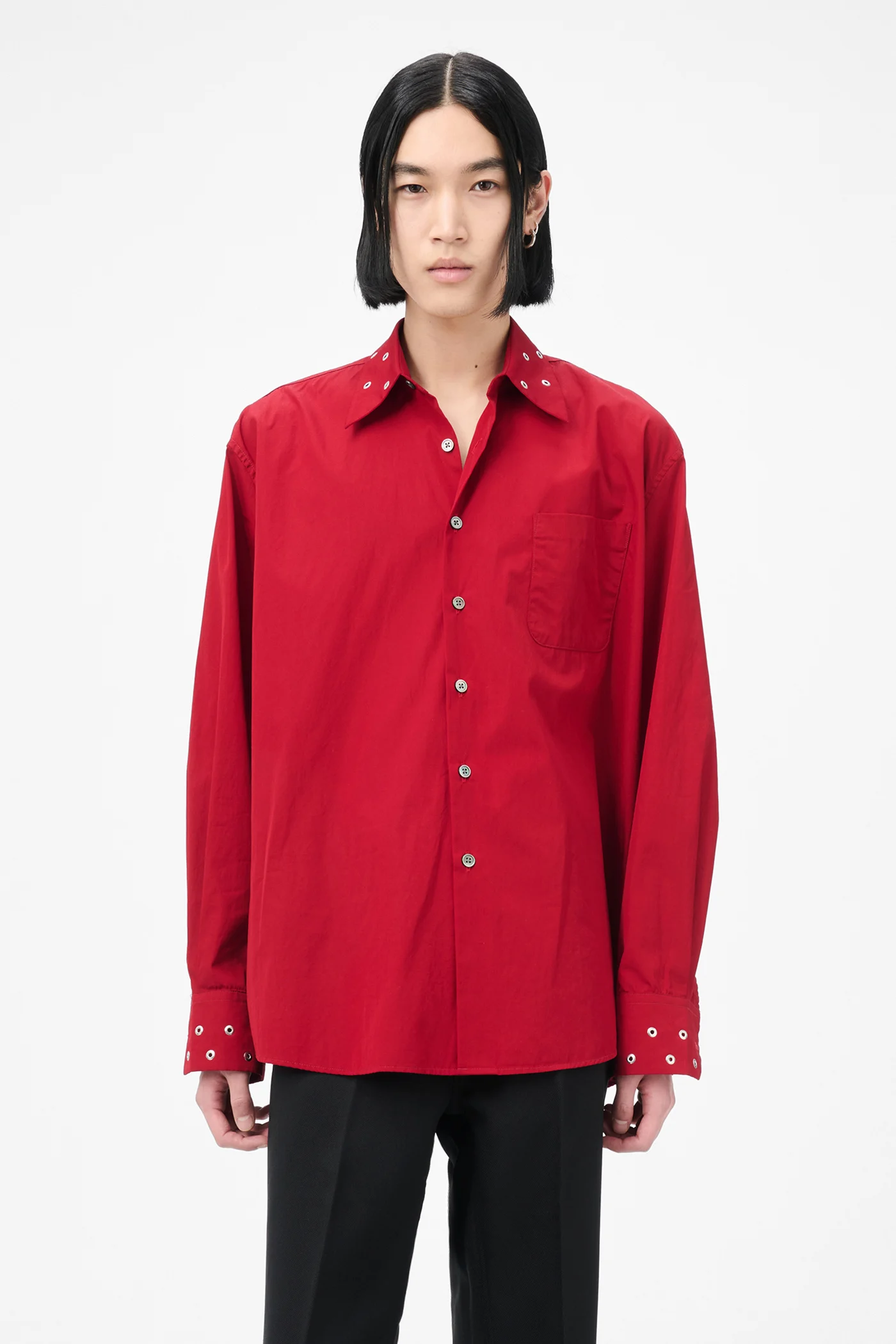 Above Shirt Lipstick Red Super Poplin