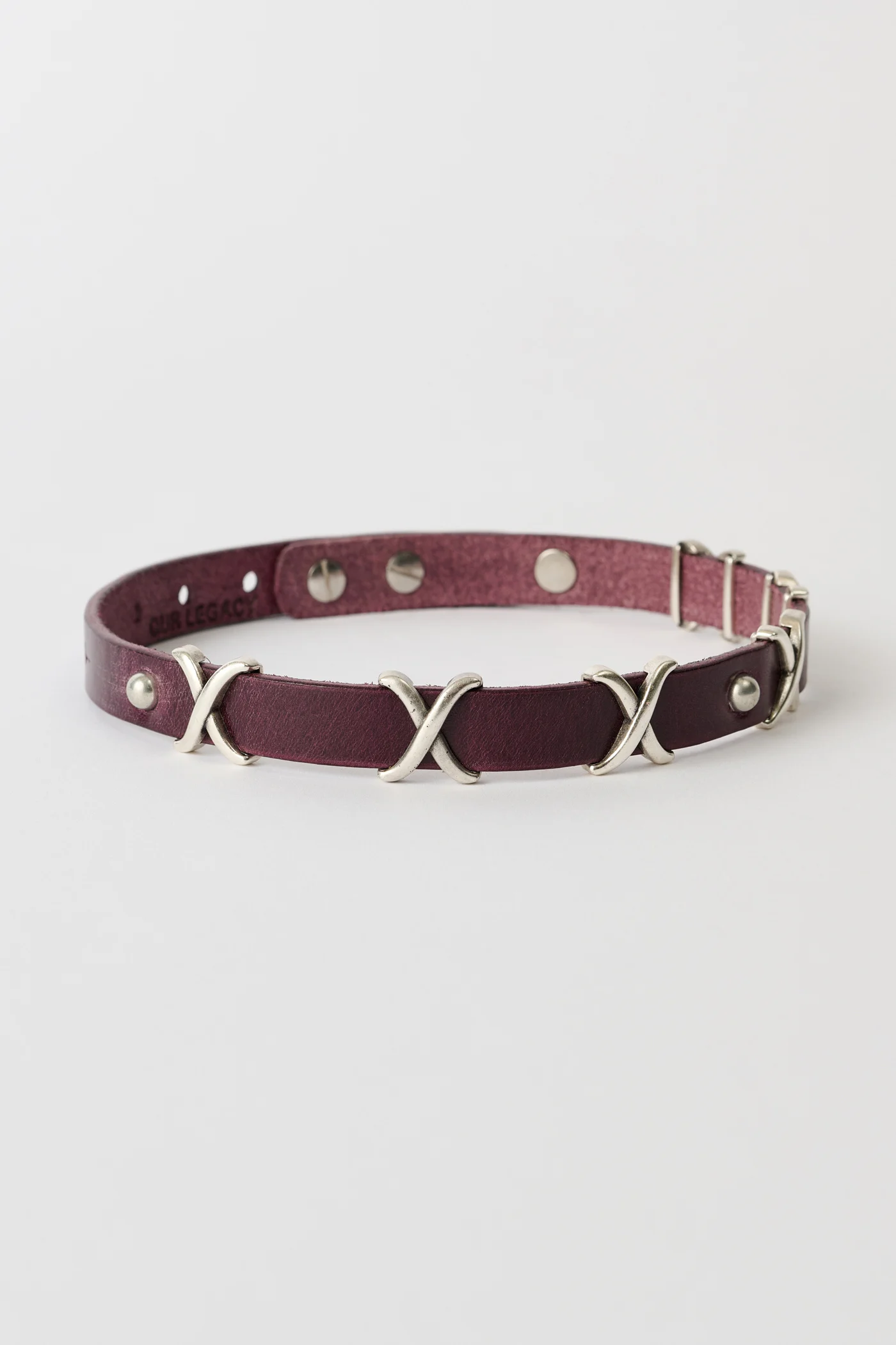2 CM Choker Trio Cross Merlot Red Leather