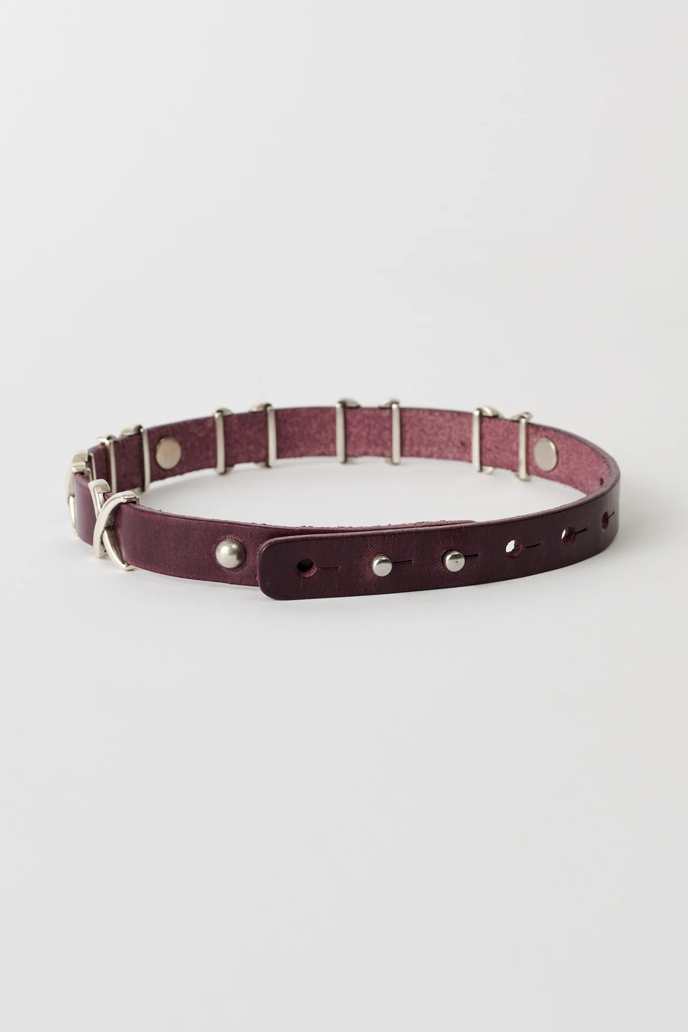 2 CM Choker Trio Cross Merlot Red Leather