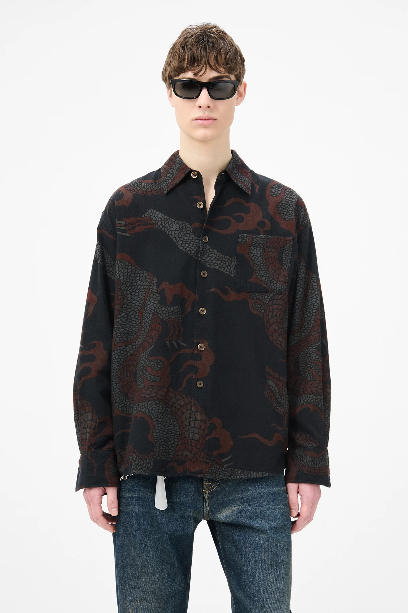 Above Prin Above Shirt Brown Abstract Snake Print - Our Legacy