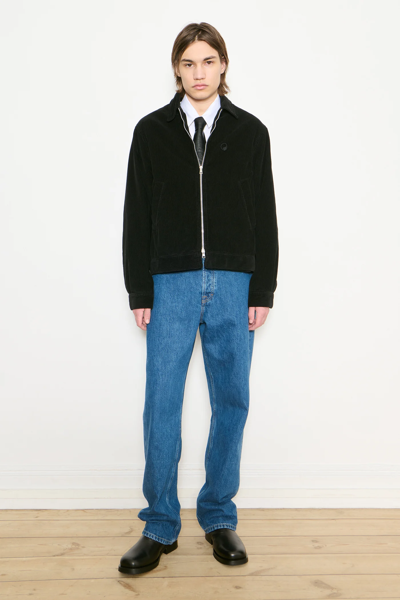 Blouson Jacket Overdyed Black Cord