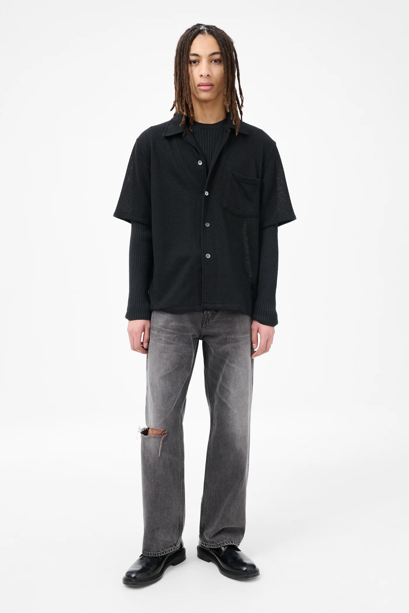 Box Shirt Shortsleeve Black Boucle - Our Legacy