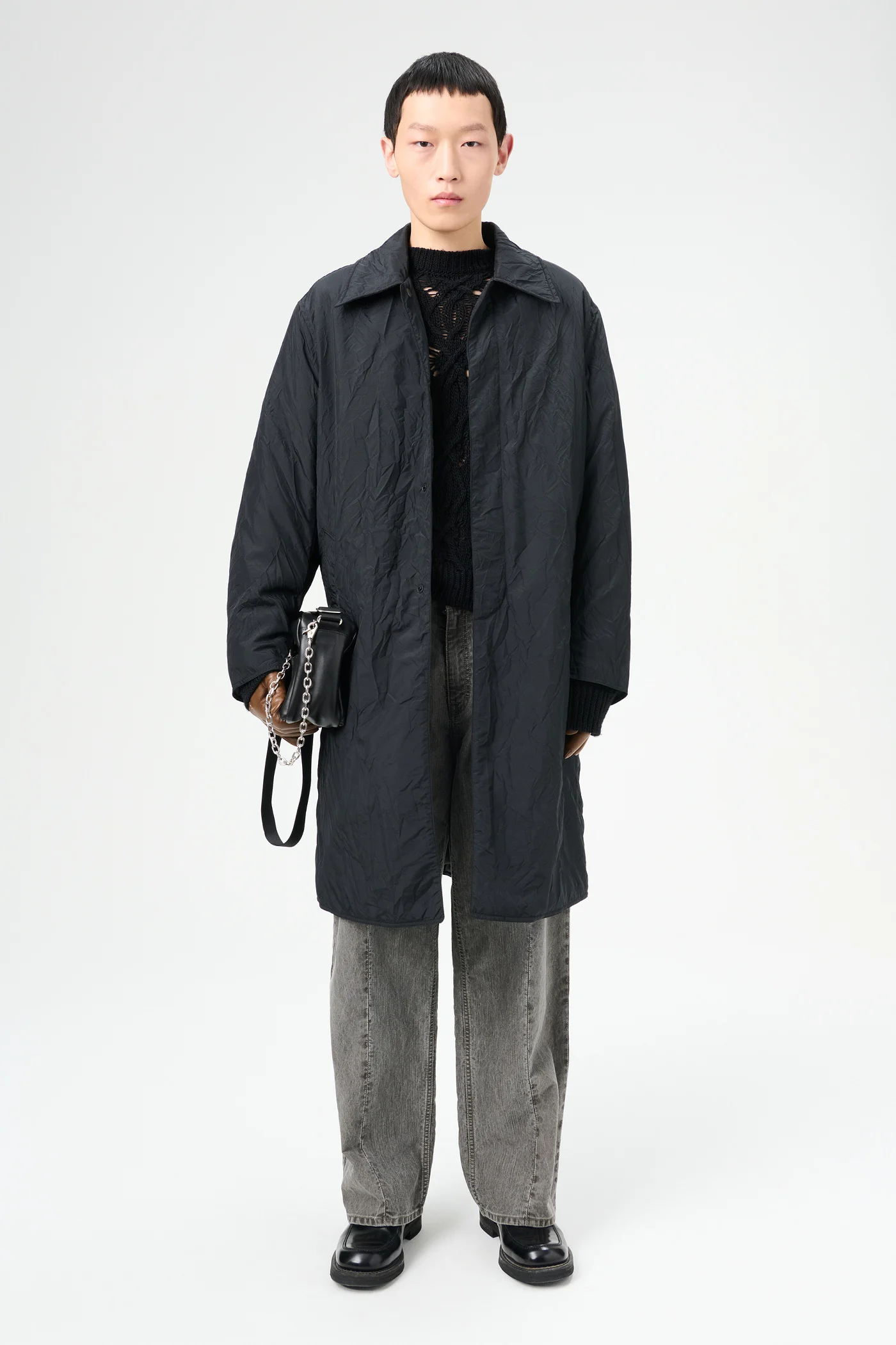 Blithe Coat Shining Black Crinkle Solaro