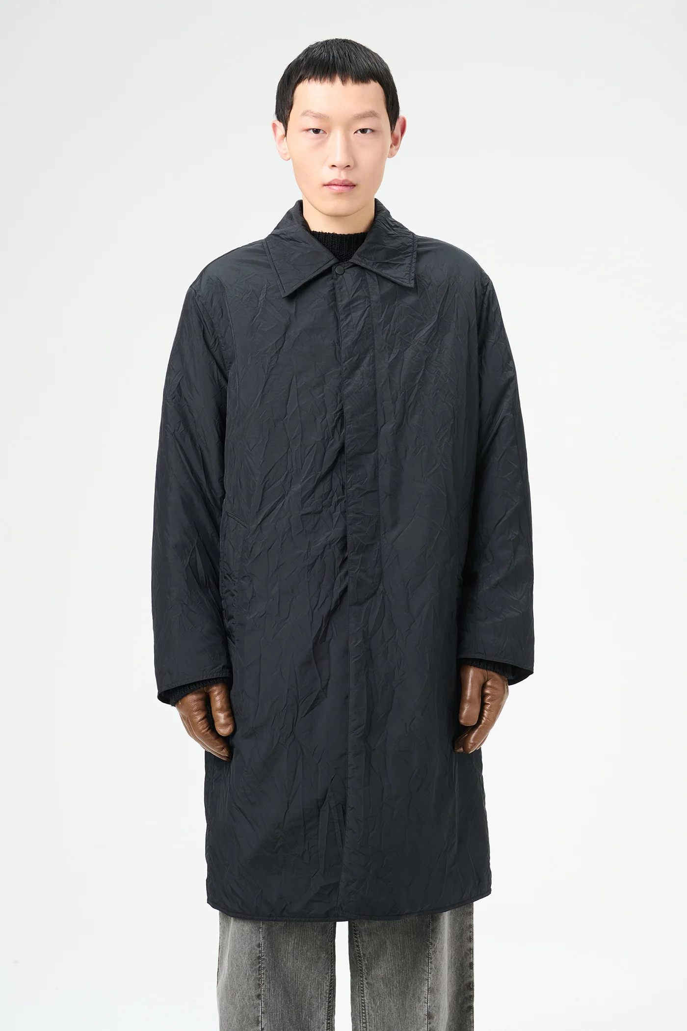 Blithe Coat Shining Black Crinkle Solaro